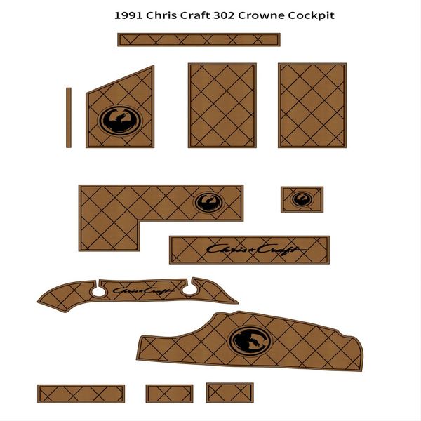 

1991 chris craft 302 crowne cockpit pad boat eva foam faux teak deck floor mat