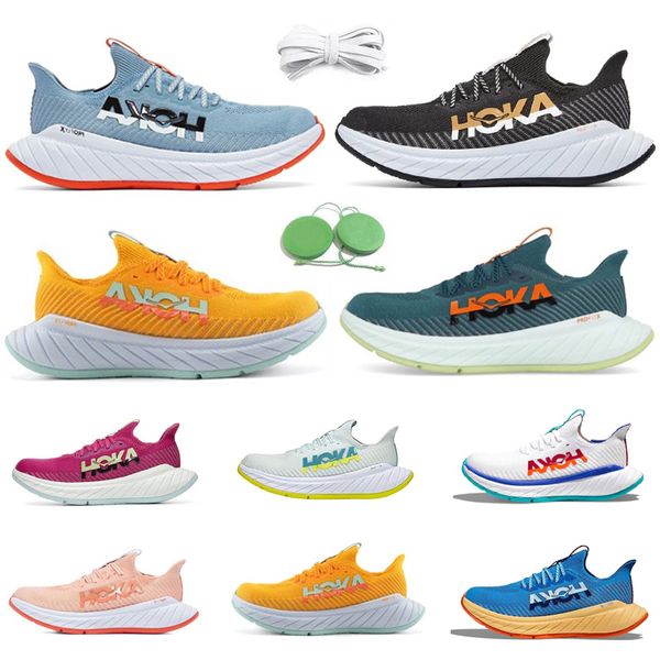 

hoka one one carbon x3 men women running shoes sneaker billowing sail festival fuchsia radiant blue coral black fire red midnight pink train