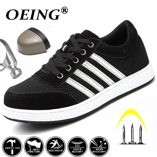 

safety shoes steel toe work shoes safety boots anti-smashing anti-slip steel puncture proof construction men woman sneakers shoes 230426, Black;brown