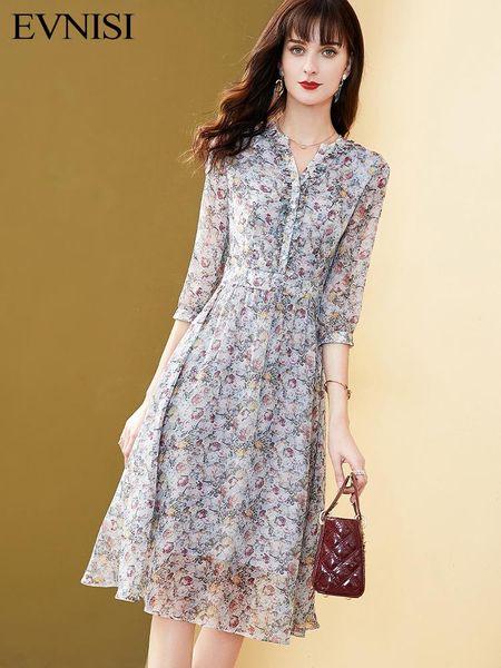 

dresses evnisi niebieska szyfonowa kwiecista sukienka damska wiosna letnia sukienka dekolt eleganckie francuskie sukienki casual czeski na, Black;gray