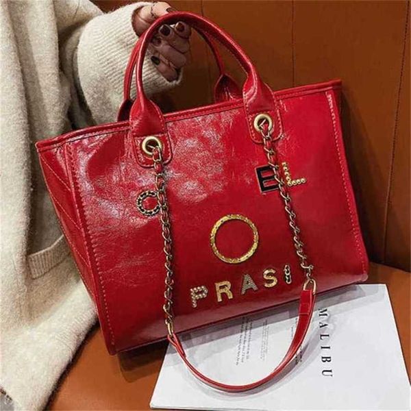 

50% off luxury handbags women's beach metal pearl letter badge tote bag small leather large chain wallet rwob