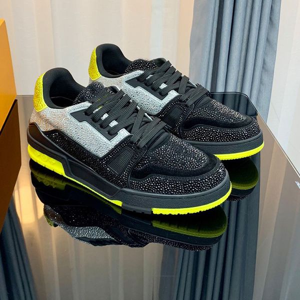 

2023 women men fashion luxury designer shoes casual colorful crystal flats loafers runway outfit platform wedges lace up brand trainers snea, Black