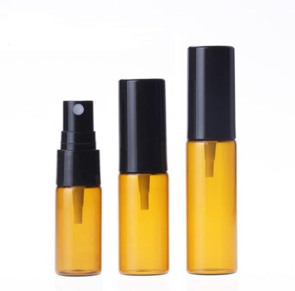 

wholesale 1000pcs/lot 10ml 15ml 20ml amber spray bottles refillable empty perfume sprayer bottle with black lids