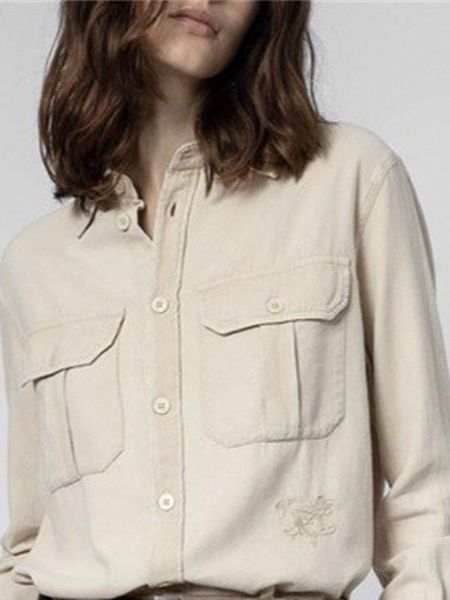 

shirts 2022 khaki workwear design shirt cotton top, White