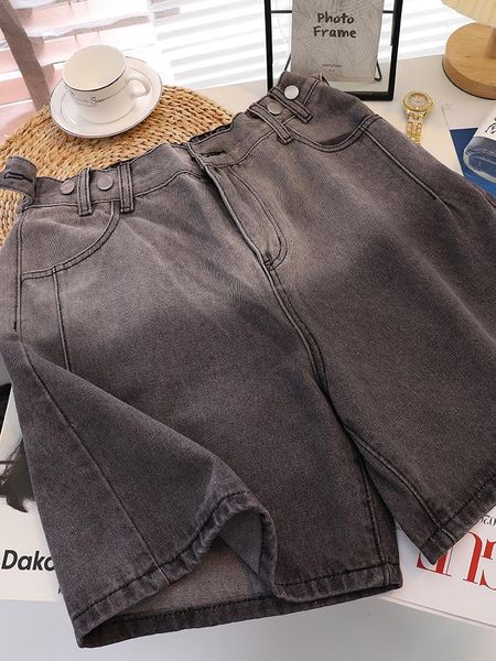 

jeans yitimoky high waisted denim shorts jeans women button wide legs summer clothing pants baggy patchwork blue panelled straight