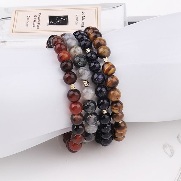 

6mm natural stone tiger eye beads strands adjustable bracelet for wholesale, Black