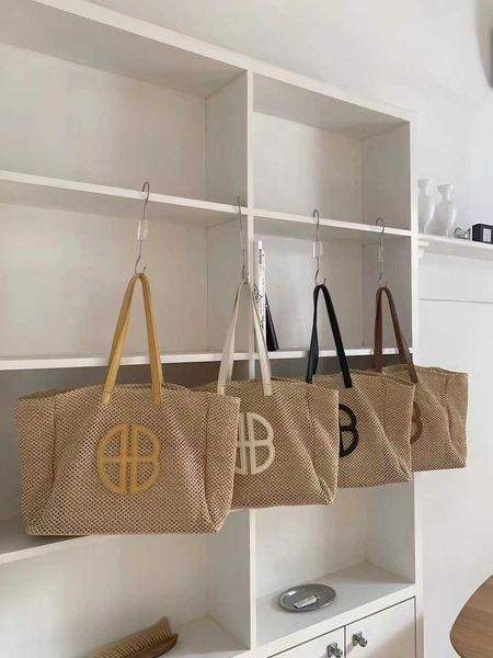 

leather 2023 korean edition super straw woven one shoulder tote bag large capacity portable one shoulder underarm bag