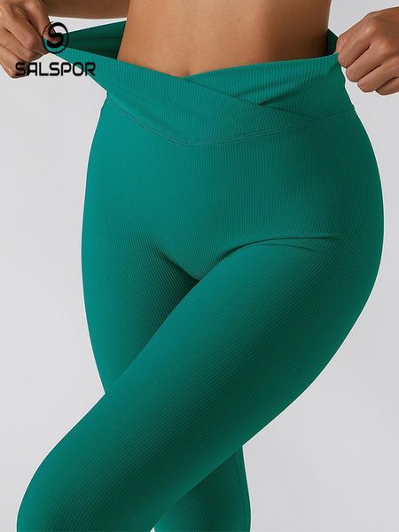 

leggings salapor gym leggings for women slim push up leggings high waist cross waist threaded leggings workout sportswear elastic, Black