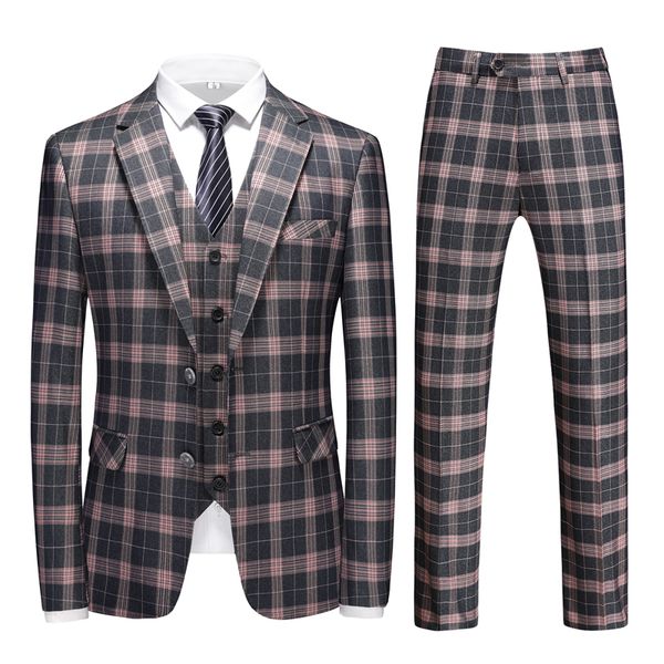 

men's suits blazers black men's wedding suits 3 piece checkered tailored fit single breasted two-buttons arrived s-5xl 230427, White;black