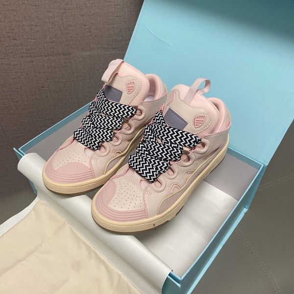 

2023 luxury designer dress shoes fashion leather curb pairs sneakers men women lace-up extraordinary trainers calfskin rubber nappa platform, Black