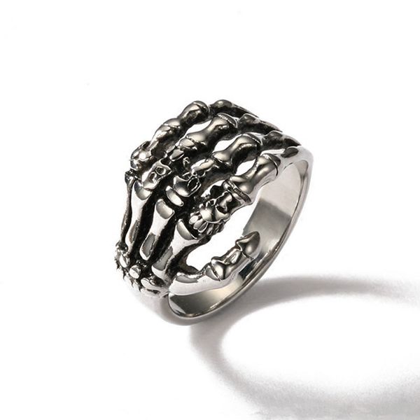 

hip hop eagle claw skull ring for men women vintage silver punk gothic finger rings bone couple jewelry accessories wholesal