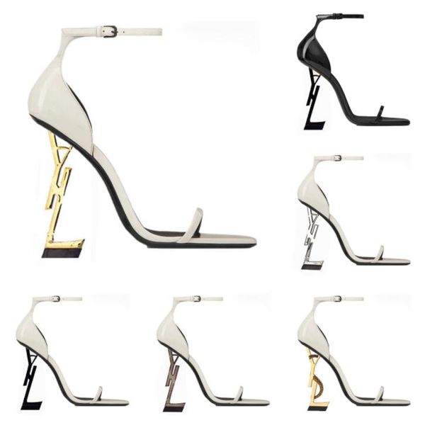 

s i paris metal letters luxury designer brand high heels dress shoes women fashion open toe super highs heel sandals bridal wedding banquet, Black