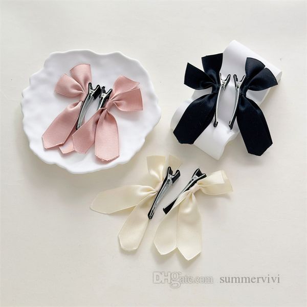 

sweet girls ribbon bows hairpins sets children's day party hairclip boutique kids hair accessories princess barrettes z1806, Slivery;white