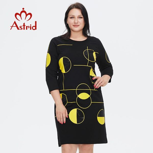 

dresses astrid women's dress 2022 for women casual elegant vintage big plus size office print midi cotton black dresses diamond craft