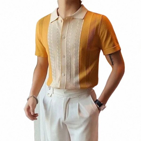 

men's casual shirts men's matching color slim-fit ice silk lapel t-shirt 16z7#, White;black