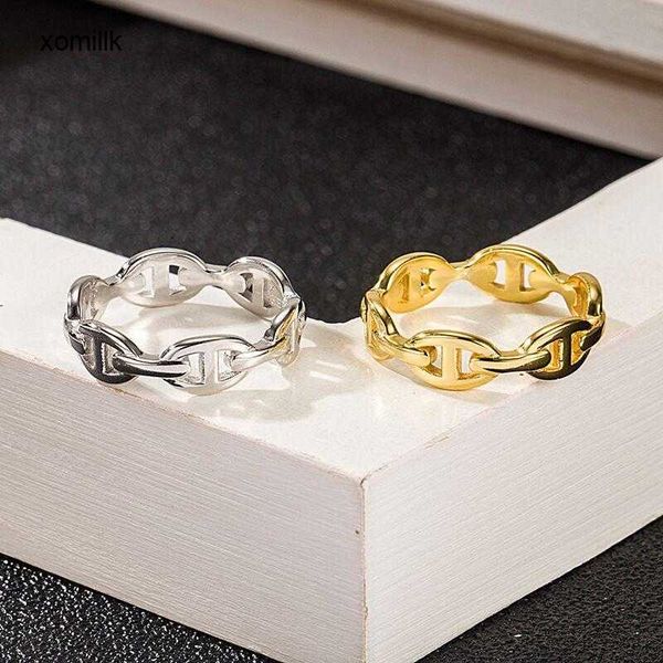 

hermm elegant ring luxury new ring fashion creative jewelry enamel ladies men s designer h letter party wedding couple gift box, Silver