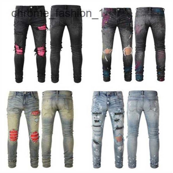 

for ripped street washed jeans pants 2023 women embroidery mens and womens oversize patch high hole size 30-40 streetwear all year round vuy, Blue