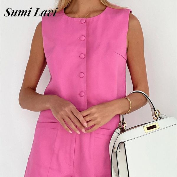 

dress summer sleeveless vest high waist shorts set women's solid color twopiece suits fashion ladies commuter temperament shorts suit, White