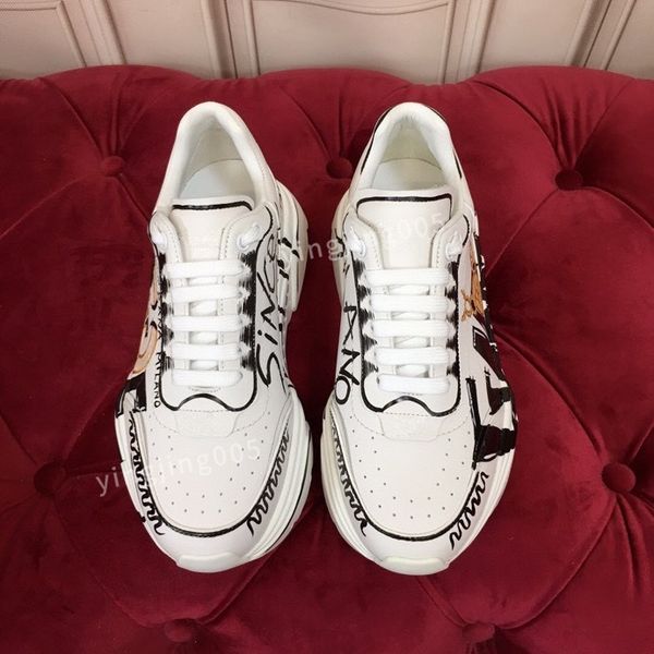 

brand designer men casual shoes triple black sneakers leather trainer printed platform trainers shoes