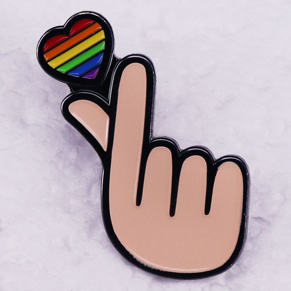 

love sign finger heart emblem enamel pin cute anime movies games hard enamel pins collect metal cartoon brooch backpack hat bag collar lapel, Blue