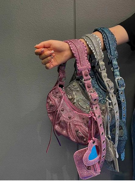 

shopping bags luxury designer diamonds handbag hobos cowboy style women shoulder bag studded rivet crossbody shining purses and handbags 202