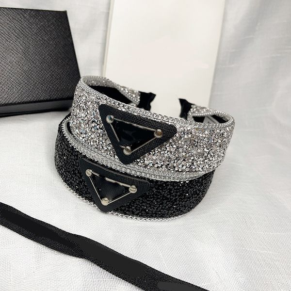 

designer letter inverted triangle headbands diamond hair bands for charm women&girl brand letter elastic head wrap hairjewelry high, Silver