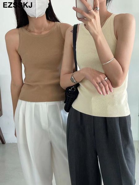 

women's tanks camis knit tank women slim camisole female knit women's om seamless crossover racerback 230426, White