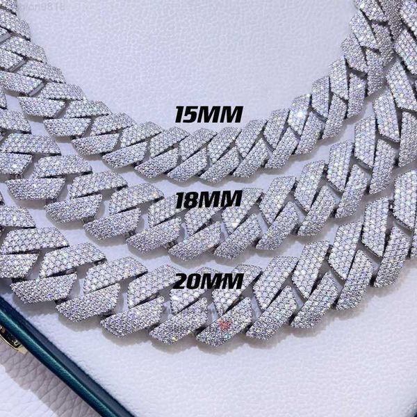 

sterling silver white gold 4 rows solid silver 925 vvs moissanite diamond hip hop cuban chain iced out