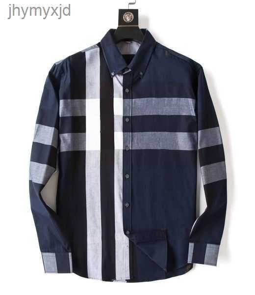 

2023 men's dress shirt luxury slim silk t-shirt long sleeve casual business clothing plaid 10 color size -4xl 6 1tc7, White;black
