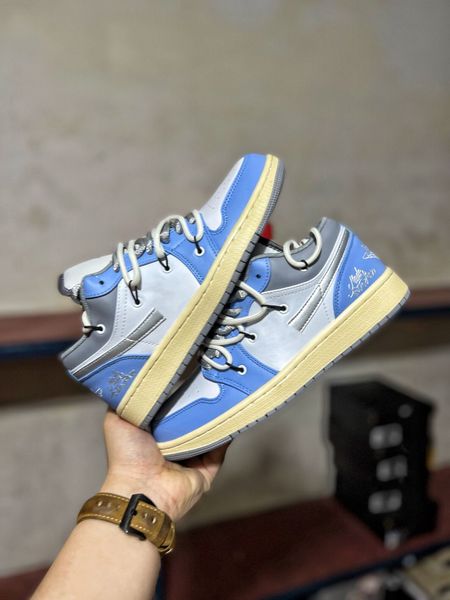 

2023 new arrivals lace-up basketball shoes 1 1s low vintage grey white gris blanc men women brand name lifestyles designer sports sneakers