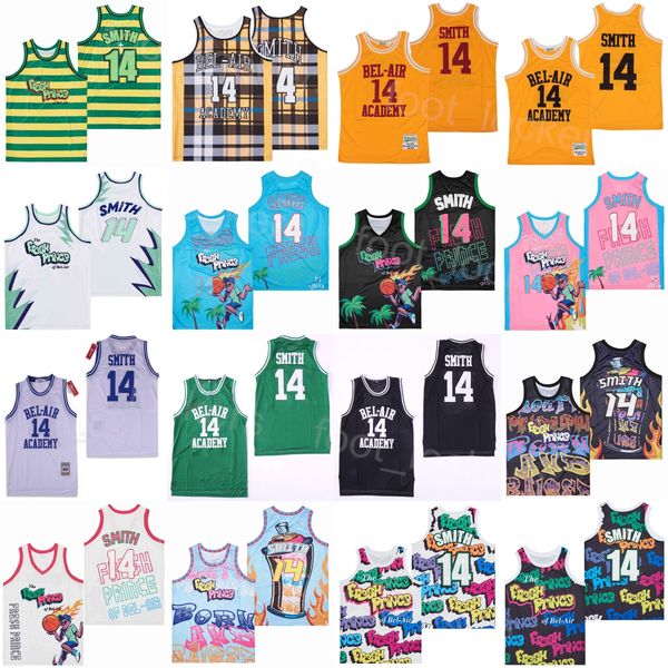 

basketball movie jersey 14 will smith film the fresh prince shirt jazzy jeff of bel-air graffiti anniversary belair all stitched for sport f, Black