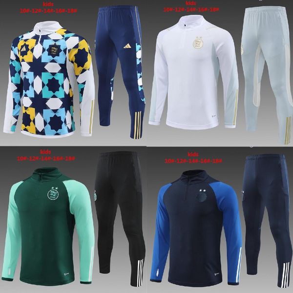 

23/24 algeria tracksuit kids bounedjah mahrez survetement maillot de foot feghoul sportswear 2024 football training suit, Black;yellow