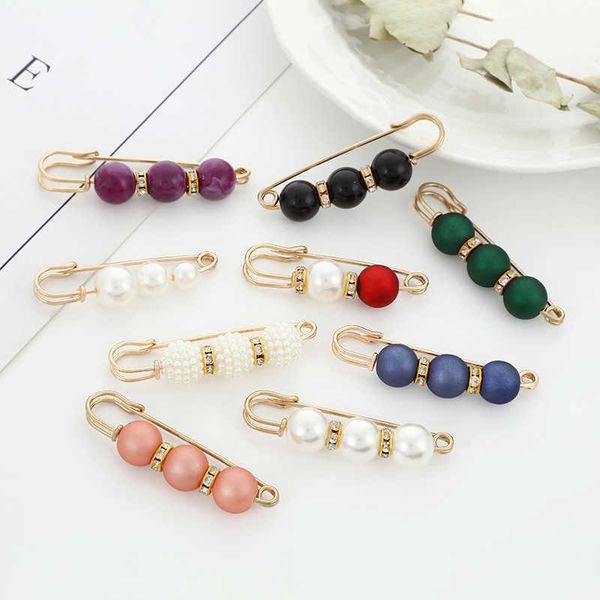 

pins brooches women new skirt waist artifact waist pin cute imitation pearl rhinestone brooch anti-lighting pin jewelry h1379 w0426, Gray