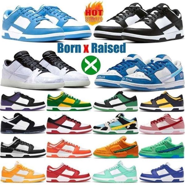 

Born x Raised Men Shoes Flat Sneakers Lows Panda White Black Fog Triple Pink UNC Rose Team Gold Blue Raspberry Strawberry Peach Mens Casual Trainers GAI