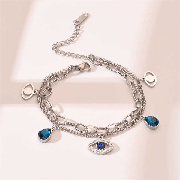 

european and american fashion devil's eye bracelet does not fade glamour lady bracelet ins hand ornaments style men's and women&#0, Golden;silver