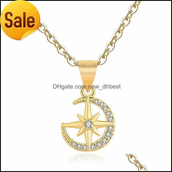 

pendant necklaces stars and moon charm necklace delicate clavicle gold chain for women jewelry moissanite diamond pendants drop deliver dhuv, Silver