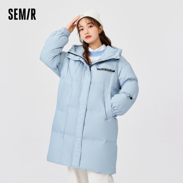 

parkas semir down jacket women long hooded thick coat loose casual 2021 winter new drawstring bread jacket allmatch, Black