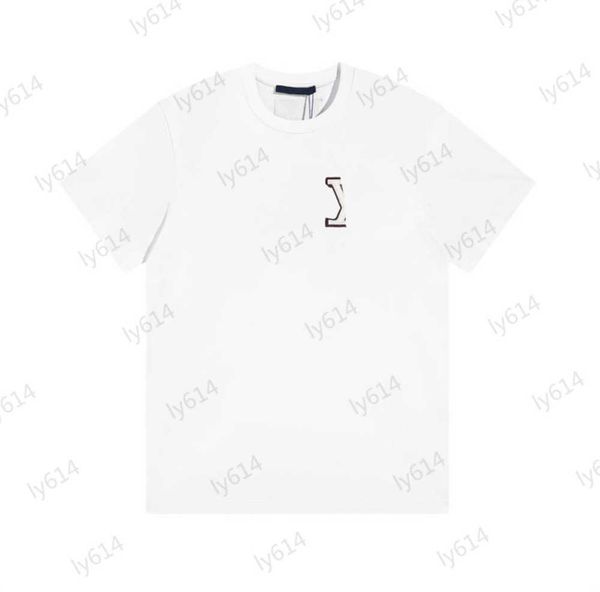

mens t-shirt brand classic logo embroidery design threaded crewneck casual cotton t-shirts soft breathable fabric simple designer trend fash, White;black