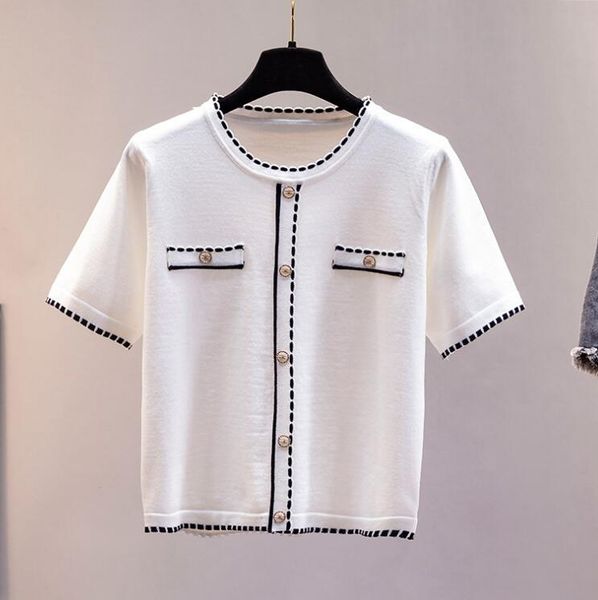

classic white designer t shirt for women summer short sleeve womens ice silk knitted tshirt tee