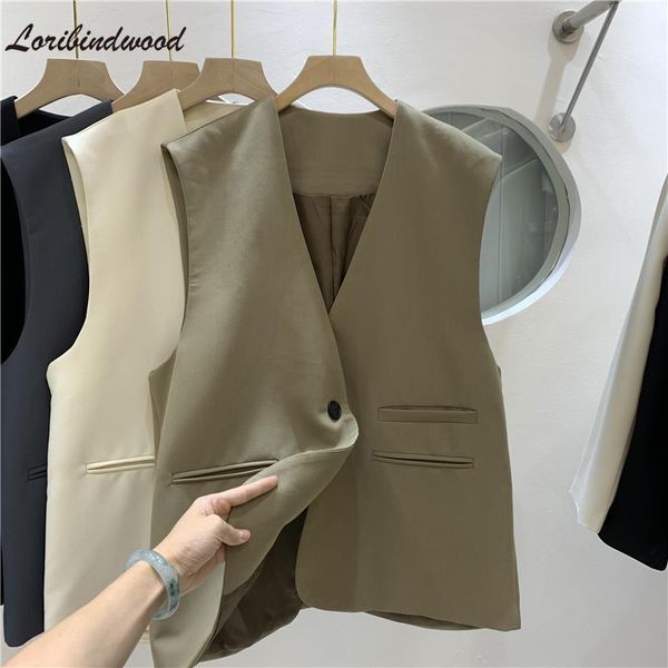 

vests suit vest female 2022 autumn clothing thin coat original design one button sleeveless waistcoat suit jackets for women, Black;white