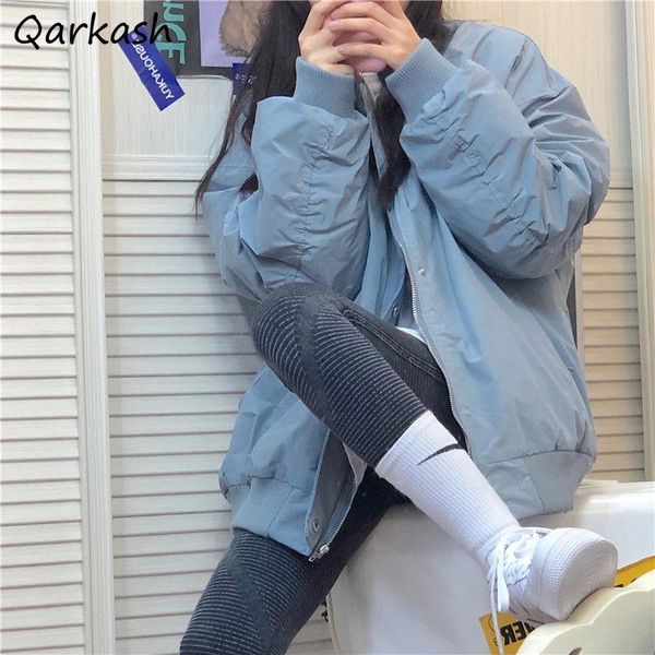 

leather parkas women winter solid simple stylish vintage bf streetwear warm zipper pockets ulzzang popular teenagers outwear ins trendy, Black