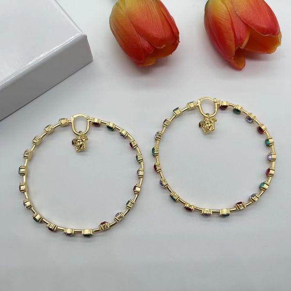 

pearl hoops colorful ring diamond encrusted luxury designer earrings, Golden