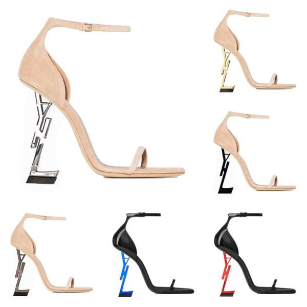

s i paris metal letters luxury designer brand high heels dress shoes women fashion open toe super highs heel sandals bridal wedding banquet, Black