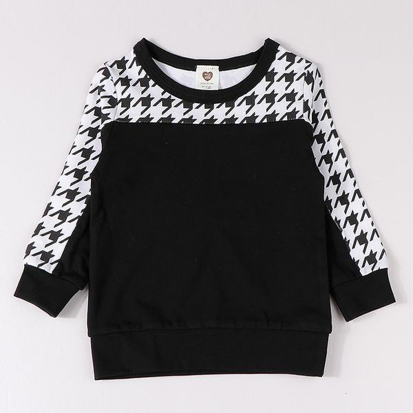 

t-shirts casual outfit for kids long sleeves autumn winter contrast houndstooth boy girls clothes autumn and winter children t-shirt 230427, Blue