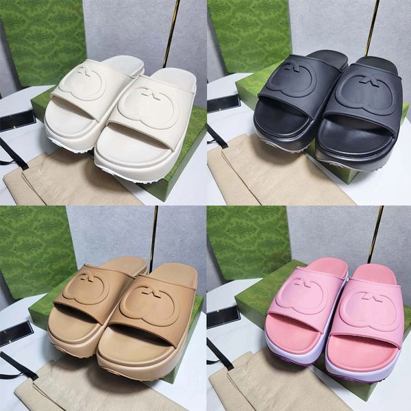 

designer sandal fashion thick sole slipper brand women's slide sandal with lnterlocking g indoor home lovely sunny beach man woman slip, Black