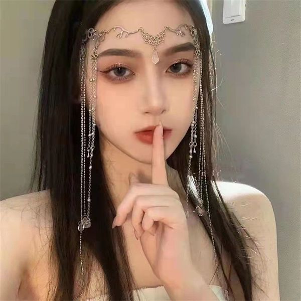 

ancient exotic style hair accessories retro crystal tassel hair band hair accessories girls' wedding party jewelry accessories, Slivery;golden