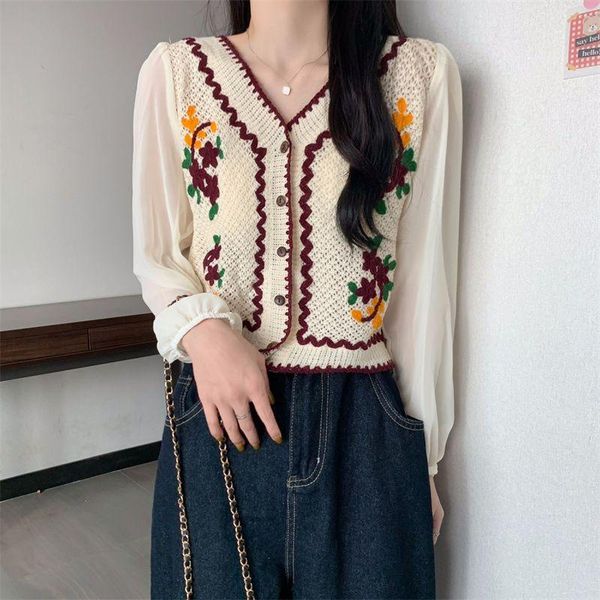 

shirts chic fashion floral embroidery boho shirts blouse crop vintage blouse shirt women long sleeve spring autumn blusa cropped, White