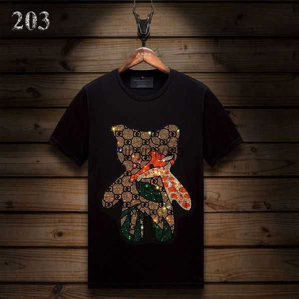 

summer casual mens designer rhinestone t shirts short-sleeved slim fit crew neck tee mercerized cotton 17 i1bl, White;black