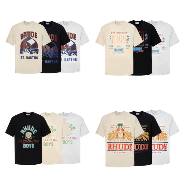 

23ss rhude mens t shirt tess designer casual fashion short sleeve europe america men women round neck tshirts us size s-xxl, White;black