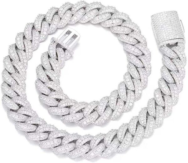 

olvlus 18mm iced out cuban link chain 18k white gold plated bling 5ac ubicz irconiad iamondc hainh iph opr appert hickc ubanl inkn ecklacel, Silver